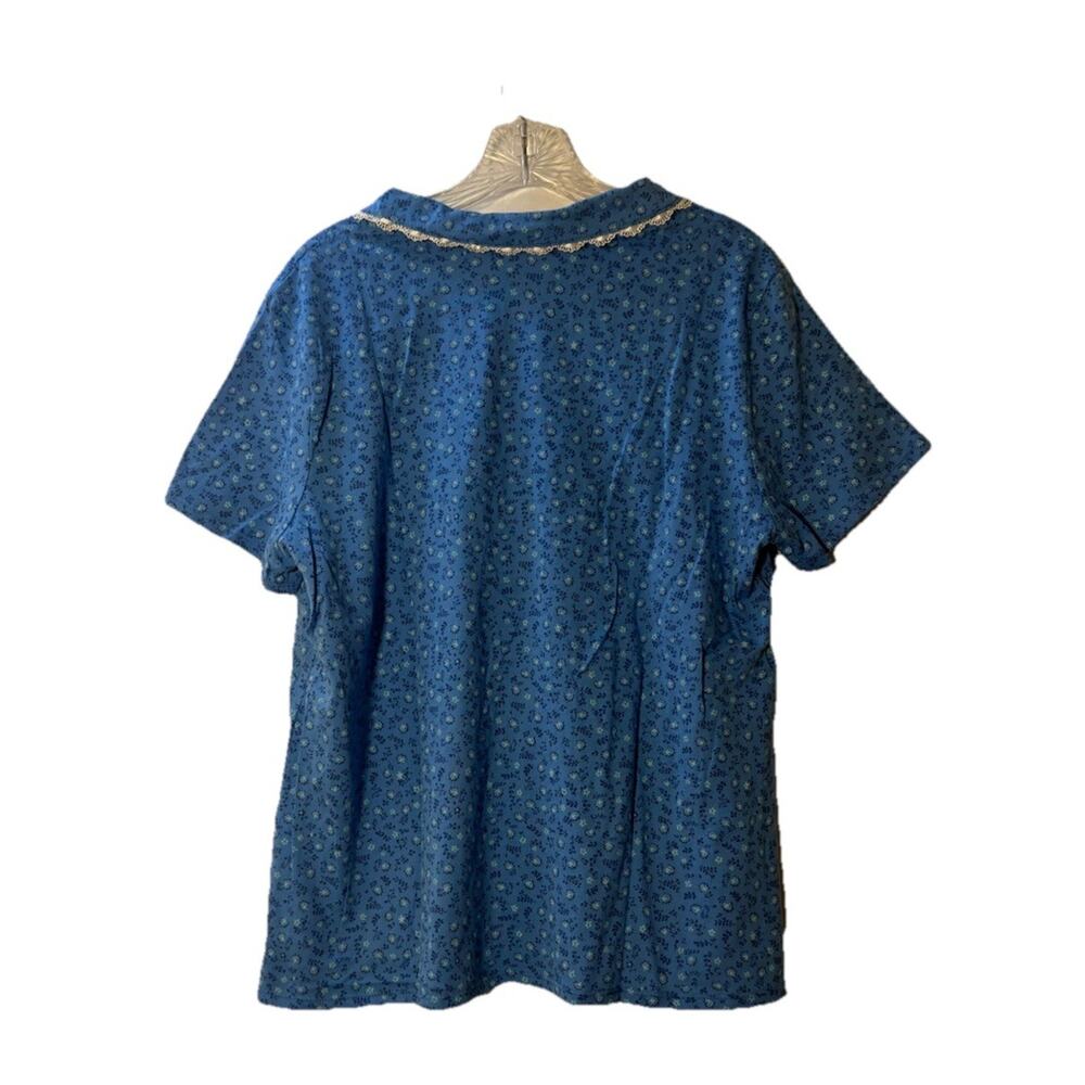 Secret Treasures Pajama Set XL 16-18 Blue Floral Button Front Cotton Blend - Picture 5 of 9